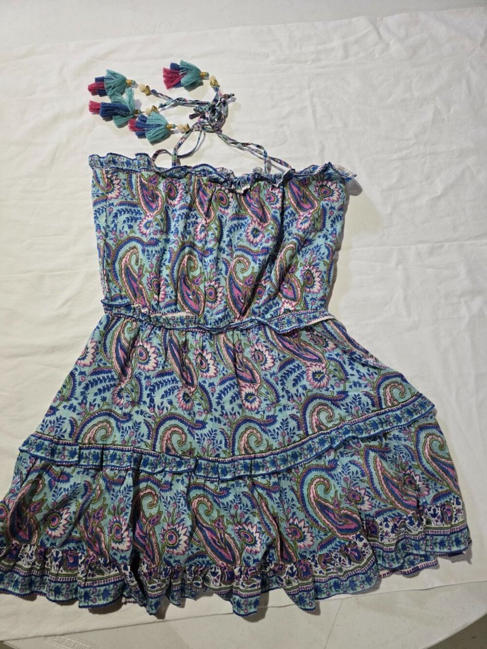 Bell by Alicia Bell Silk-Cotton Paisley Halter Dress - Size S